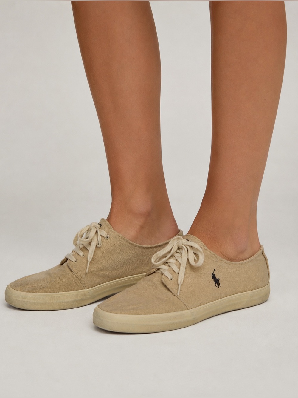 Polo Ralph Lauren Fensson Low Canvas Sneakers Women’s Size 5 Beige